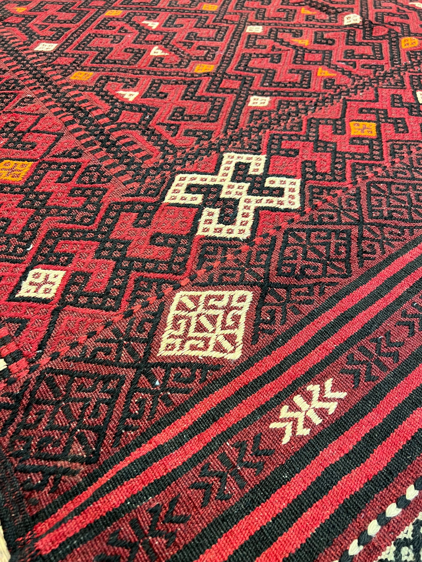 Handgeweven Turkmens Soumak Kelim 290 X 209 Cm