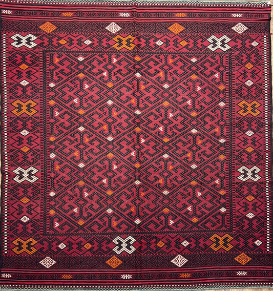 Handgeweven Turkmens Soumak  Kelim 290 X 209 Cm