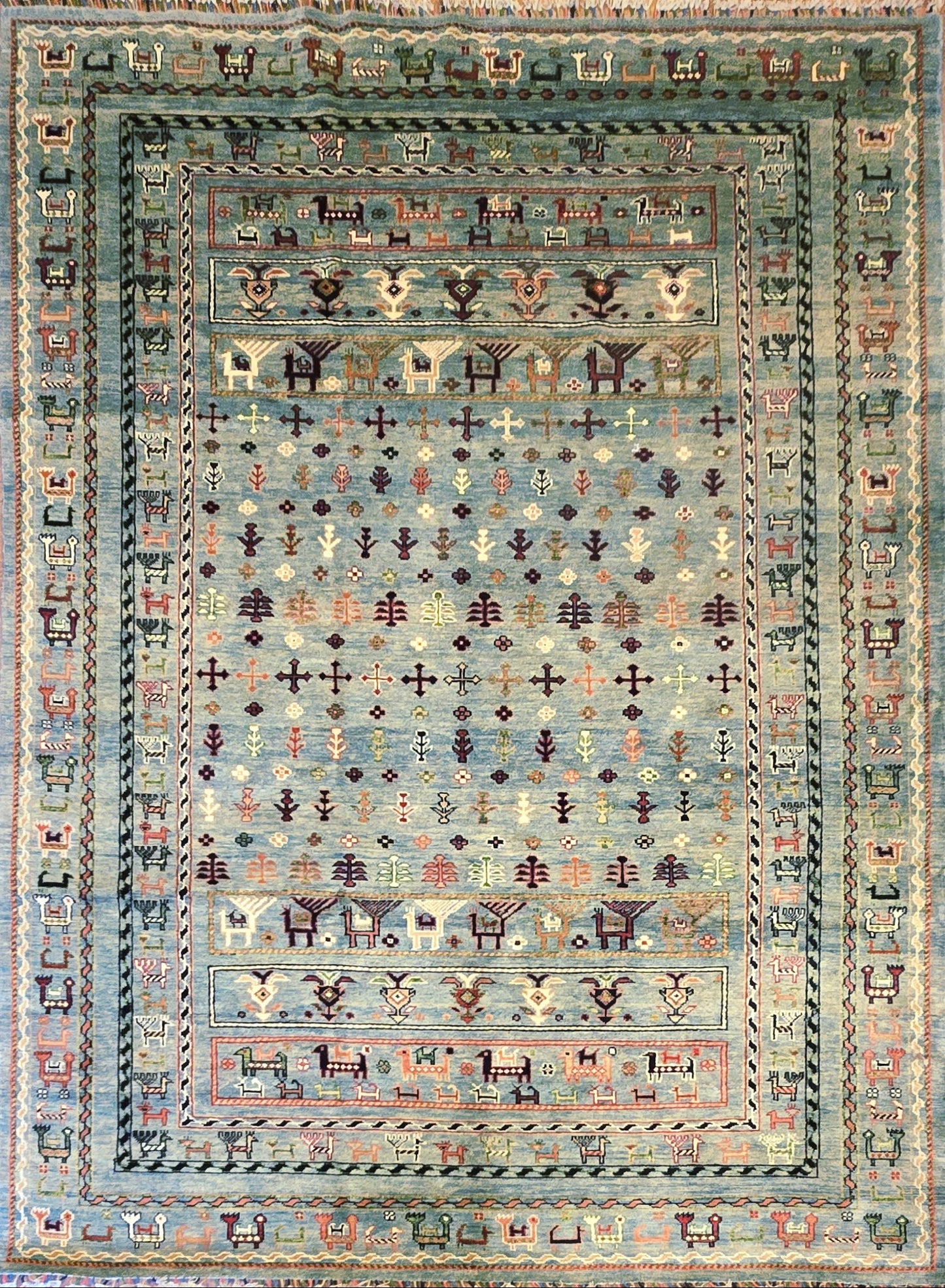 Handgeknoopt Oosterse Shasavan Tapijt 296 X 201 Cm