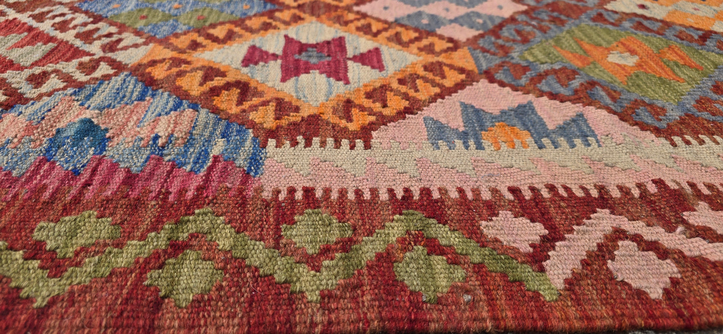 Handgeweven Oosterse loper Kelim 295 X 82 Cm