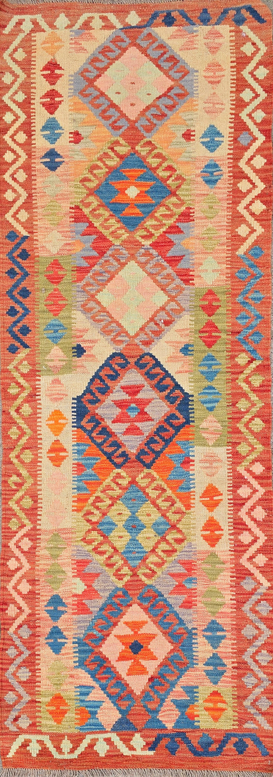 Handgeweven Oosterse loper Kelim 195 X 66 Cm