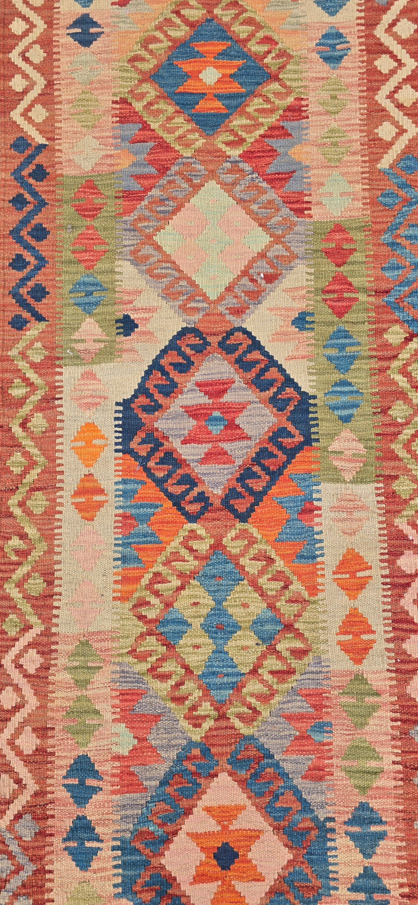 Handgeweven Oosterse loper Kelim 195 X 66 Cm