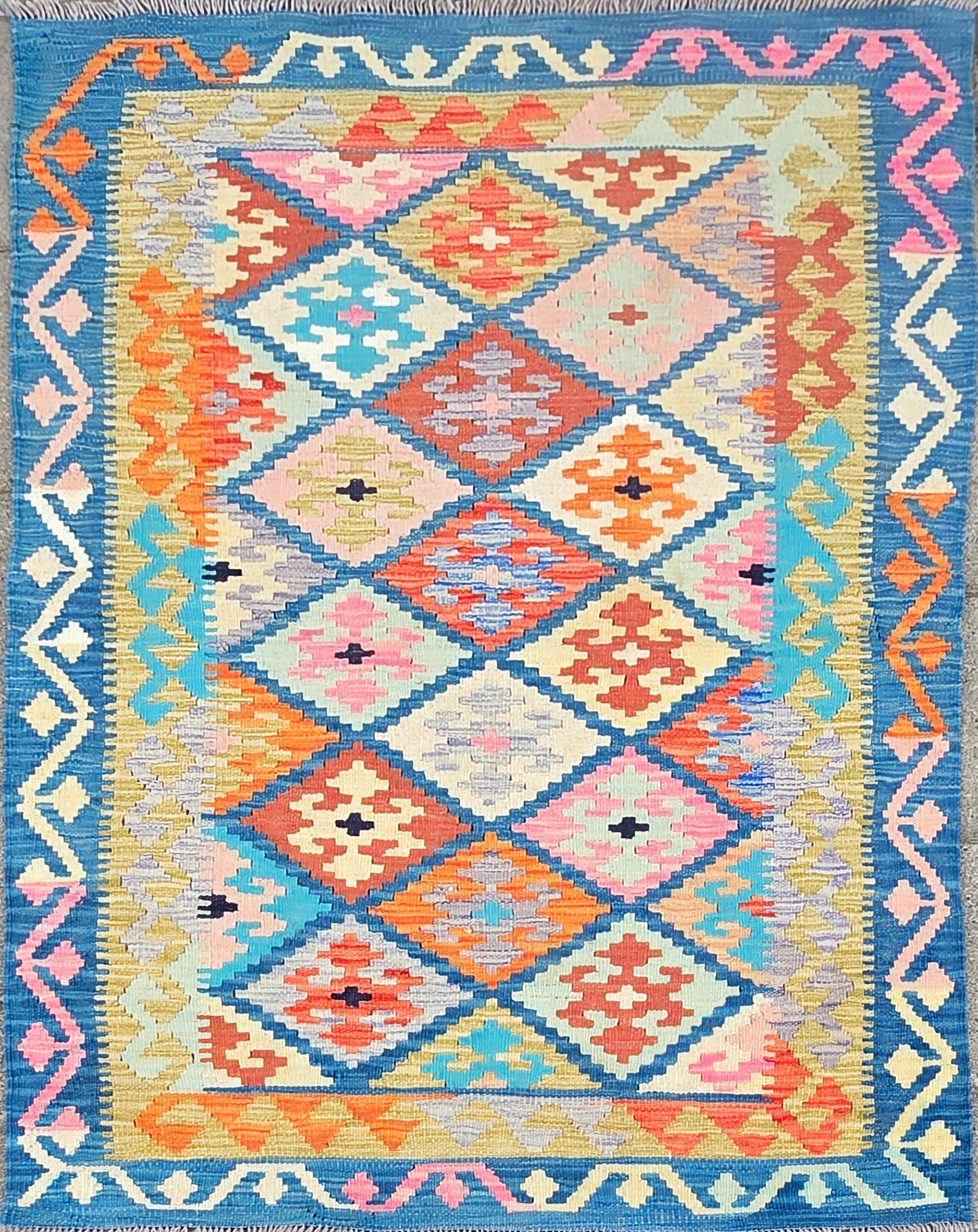 Handgeweven Oosterse Kelim 147 X 102 Cm